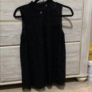 Black Lace Sleeveless Blouse